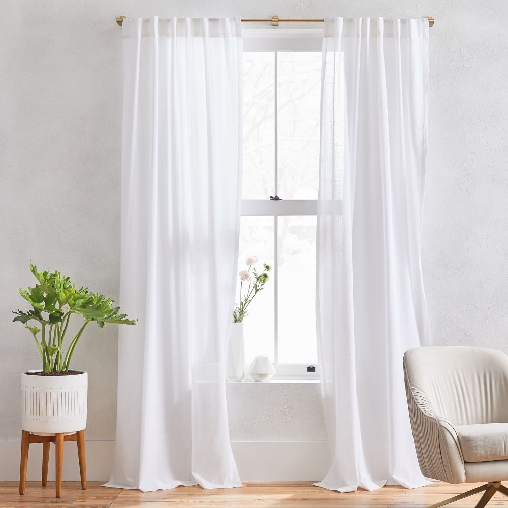 NWT West Elm Sheer Crosshatch Curtains 48”x108” (set of two)